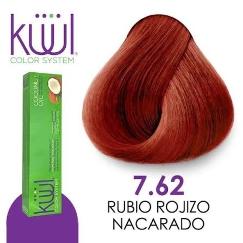 Kuul Color System 7.62 Rubio Rojizo Nacarado - Vibrant Red Copper Hair Color